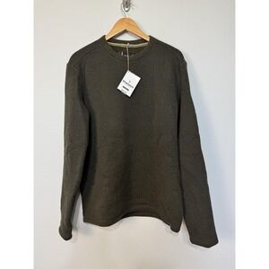 Smartwool Hudson Trail Crewneck Sweater Mens Large Olive Green Wool Blend